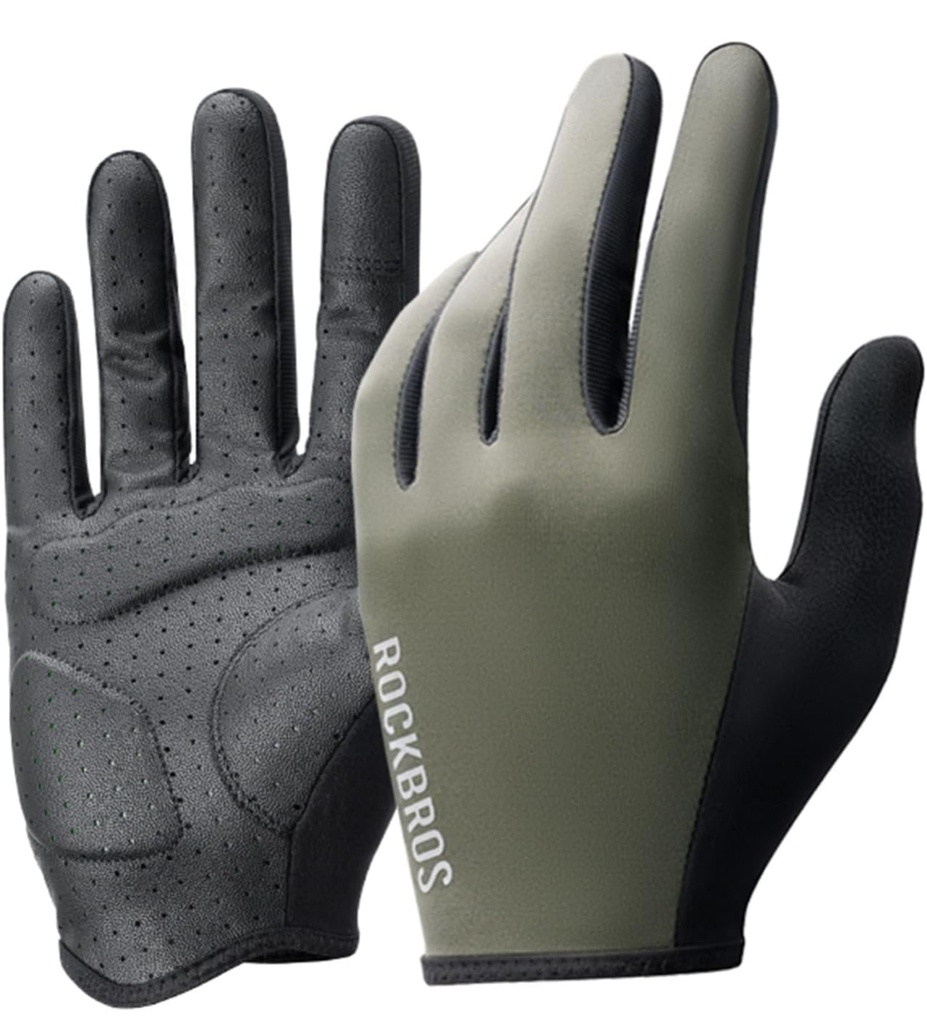 Guantes De Ciclismo Verdes/Negro ROCKBROS Con Pantalla Táctil